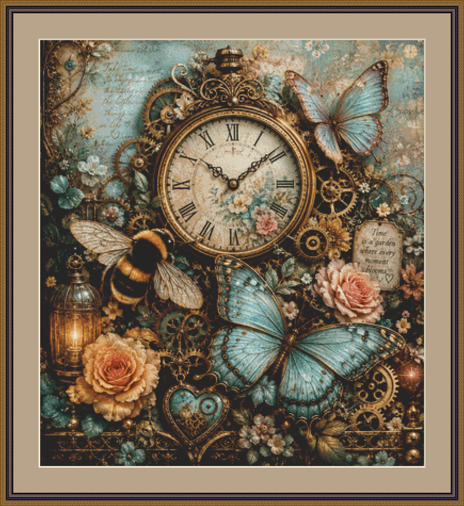 "Whispers of Timelessness" cross stitch pattern by Queen Bee Designs