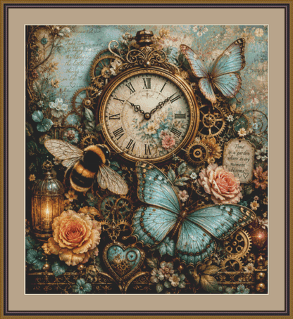 "Whispers of Timelessness" cross stitch pattern by Queen Bee Designs