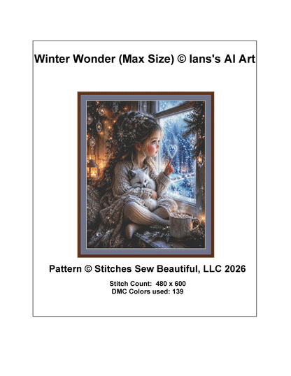 Winter Wonder (Max Size) counted cross stitch pattern by Ian's AI Art