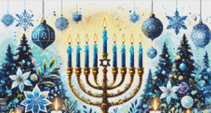 Wishing You a Love and Light Filled Hanukkah counted cross stitch pattern by Ruby Doodle Designs