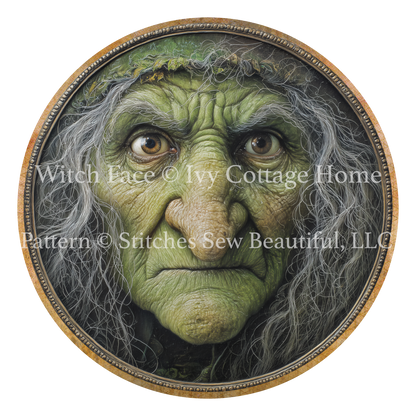 Witch Face (Round) cross stitch pattern by Ivy Cottage Home