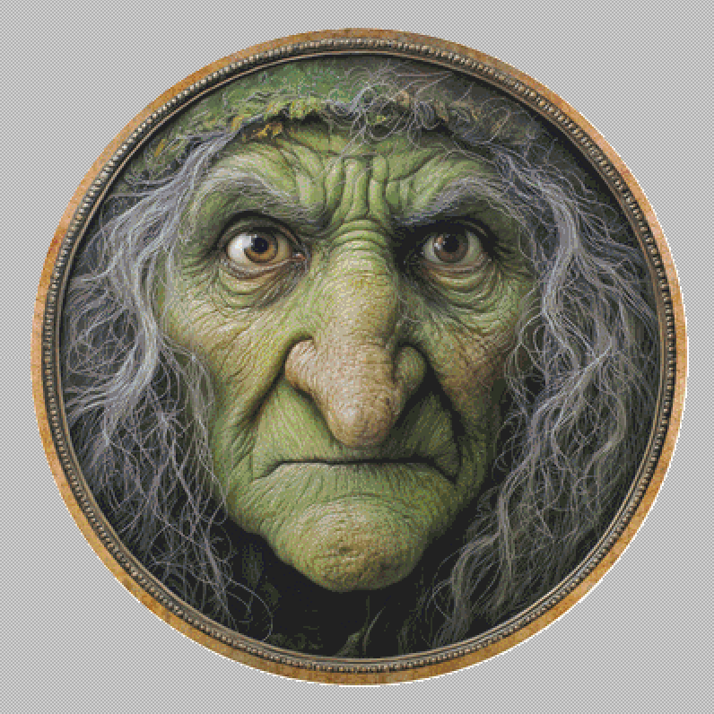 Witch Face (Round) cross stitch pattern by Ivy Cottage Home