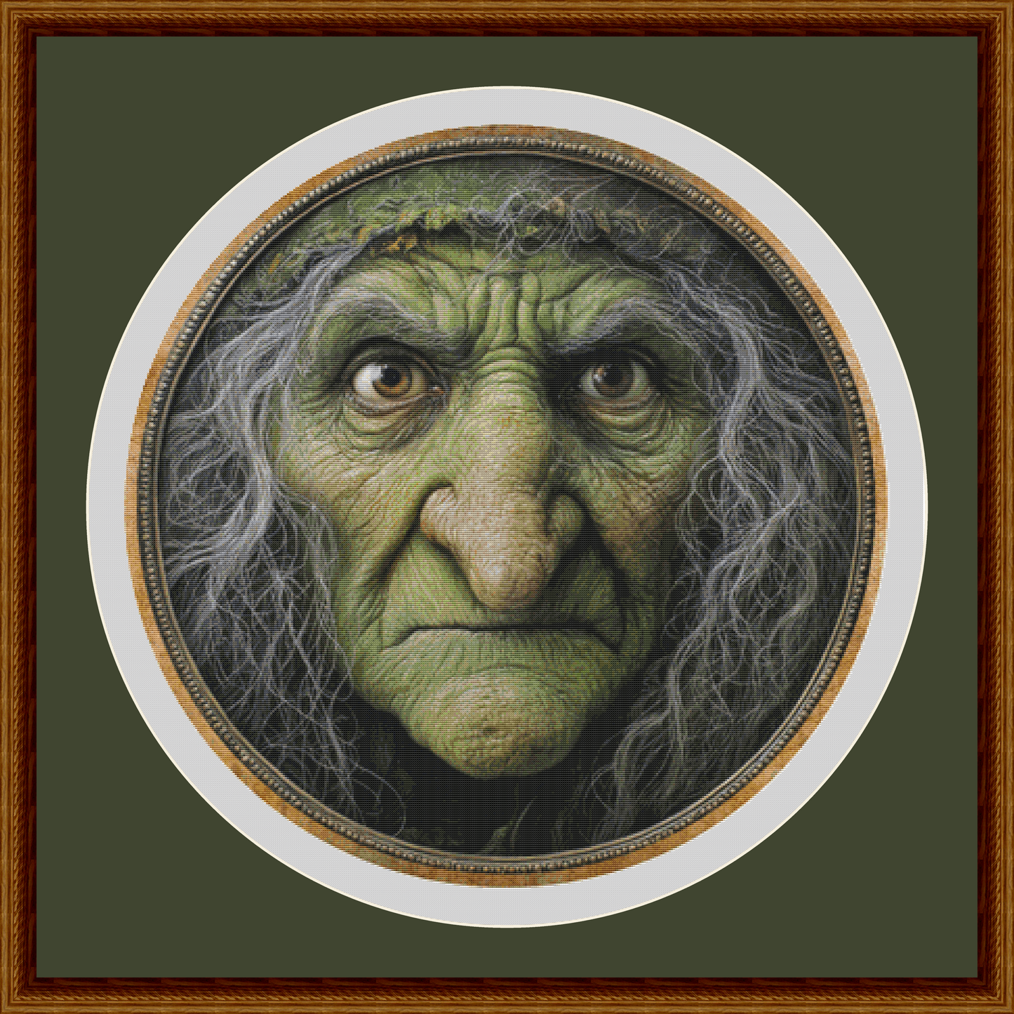 Witch Face (Round) cross stitch pattern by Ivy Cottage Home