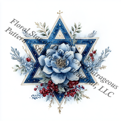 Floral Star of David counted cross stitch pattern by Art Outrageous