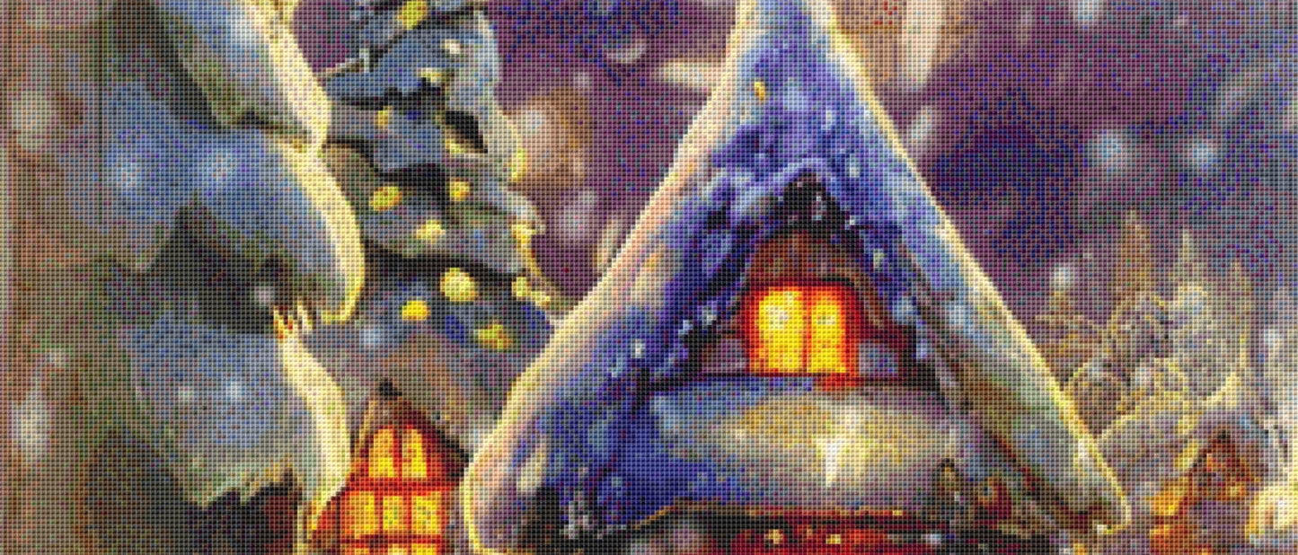 Cabin in the Snow counted cross stitch pattern by SharmStudio