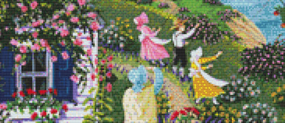 Rambling Rose Cottage cross stitch pattern by Joseph Holodook/Porterfields Fine Art Licensing