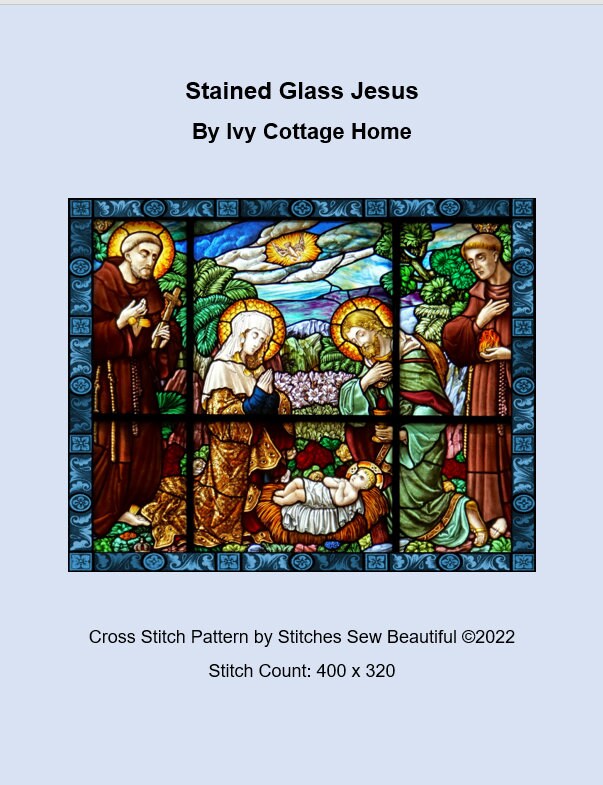 Stained Glass Jesus cross stitch pattern by IvyCottageHome