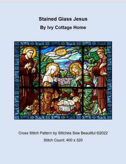Stained Glass Jesus cross stitch pattern by IvyCottageHome