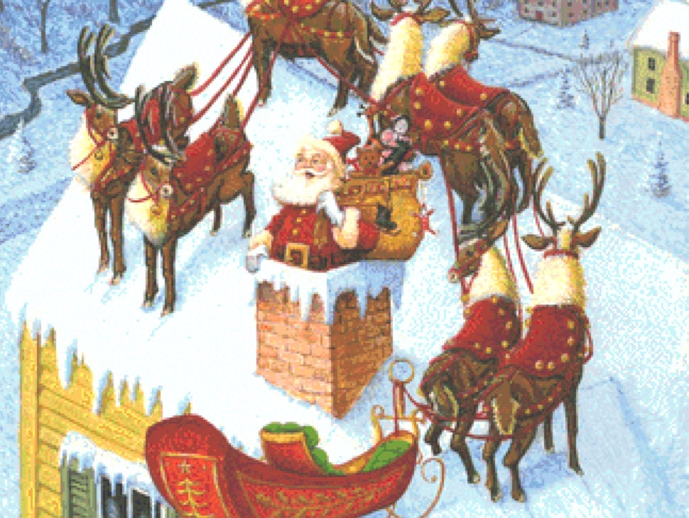 Up on The Rooftop cross stitch pattern by Joseph Holodook/Porterfields Fine Art Licensing