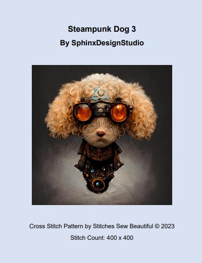 Steampunk Dog 3 cross stitch pattern by SphinxDesignStudio