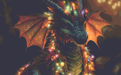 Christmas Light Dragon cross stitch pattern by Serr.Kai A Quill & Ink