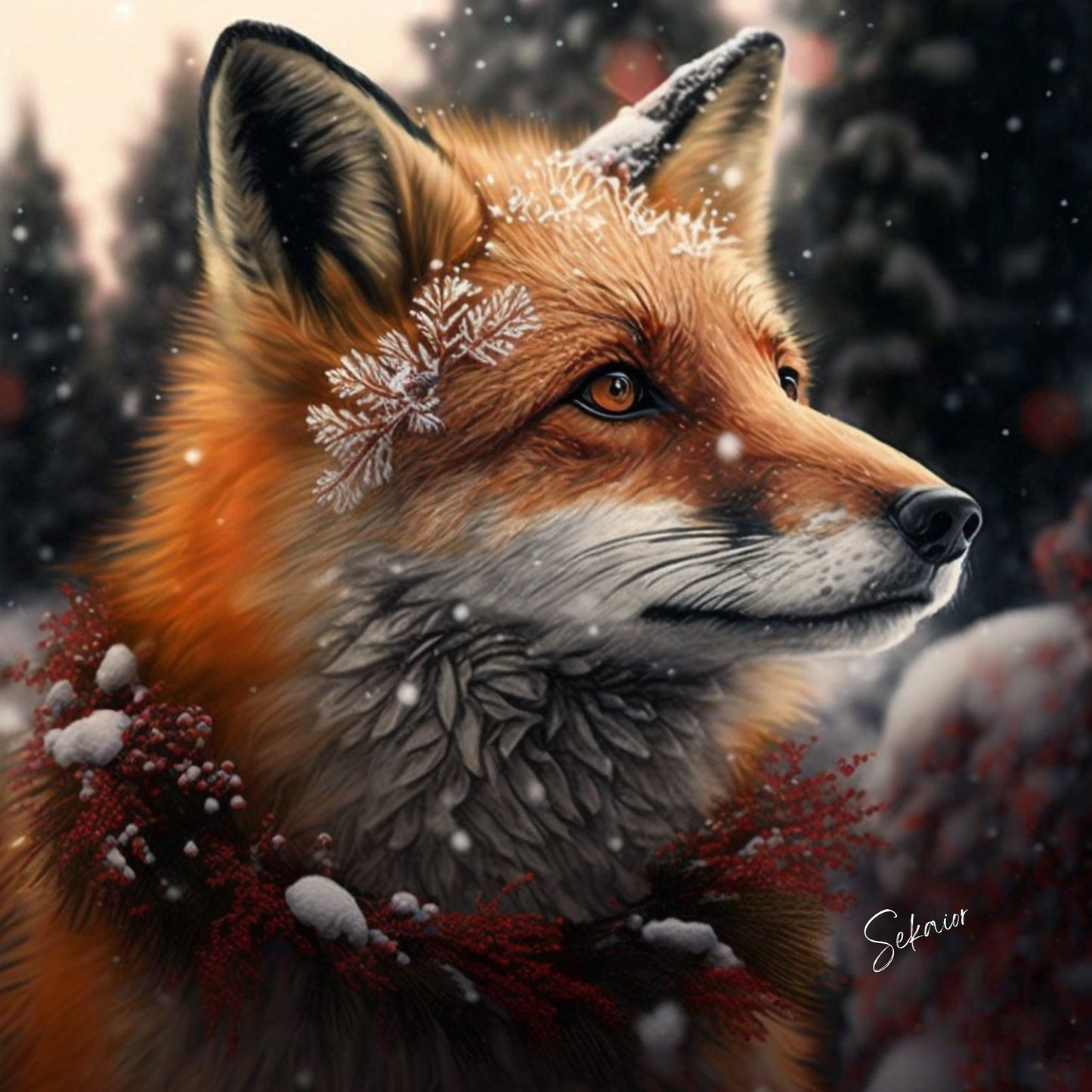 Christmas Fox cross stitch pattern by Serr.Kai A Quill & Ink