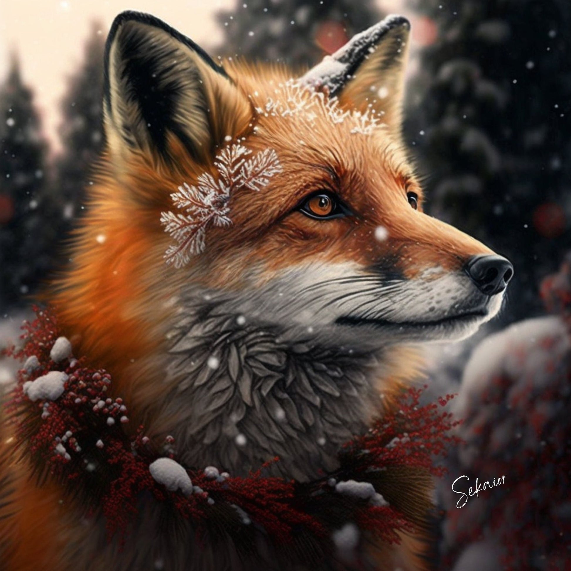Christmas Fox cross stitch pattern by Serr.Kai A Quill & Ink