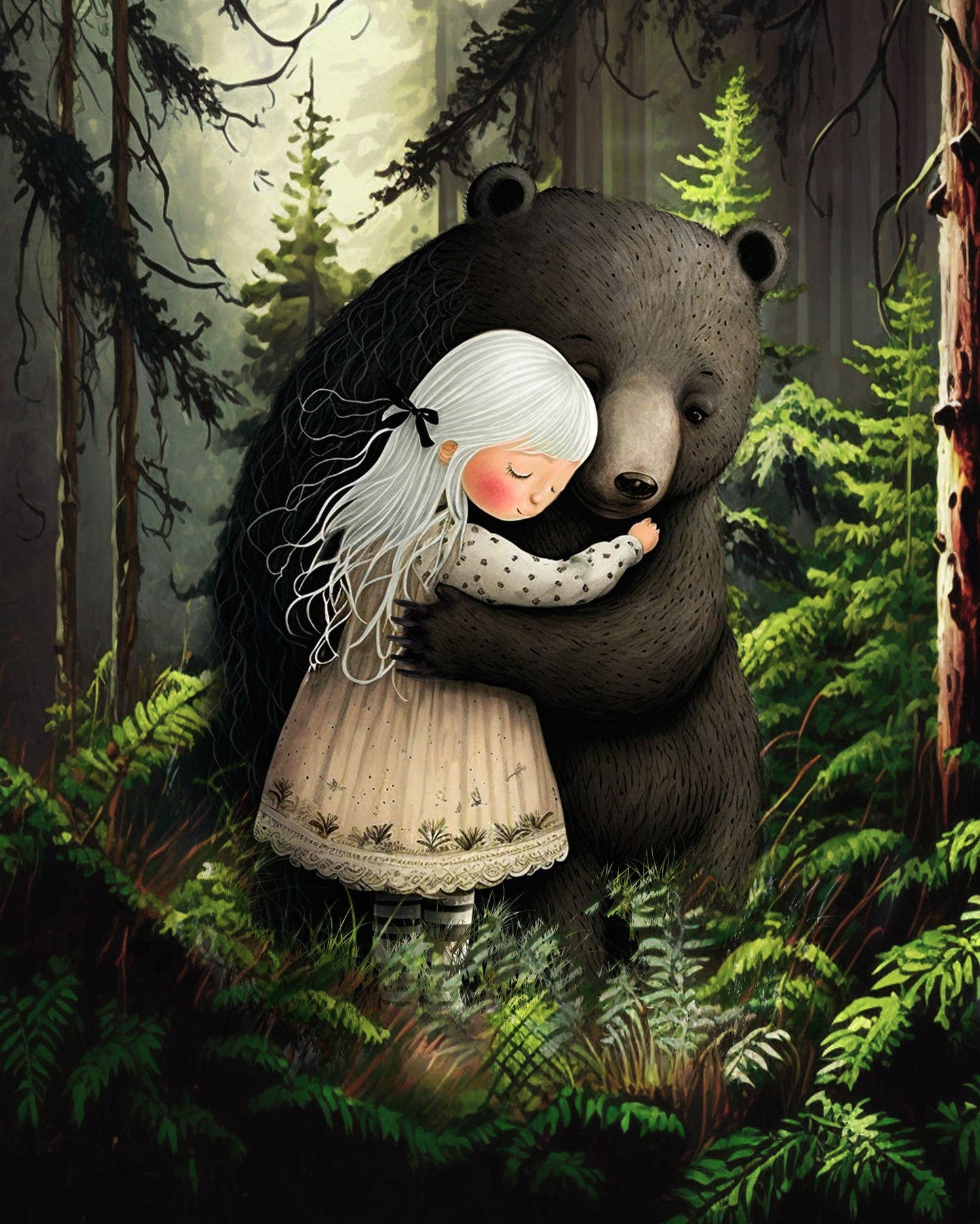 Girl Hug Bear cross stitch pattern by Tammy L. Gross