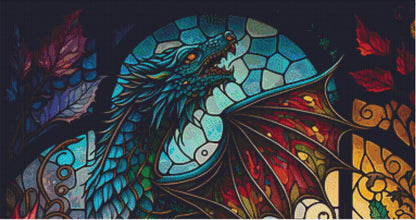 Colorful Stained Glass Wolf Dragon cross stitch pattern by Serr.Kai A Quill & Ink