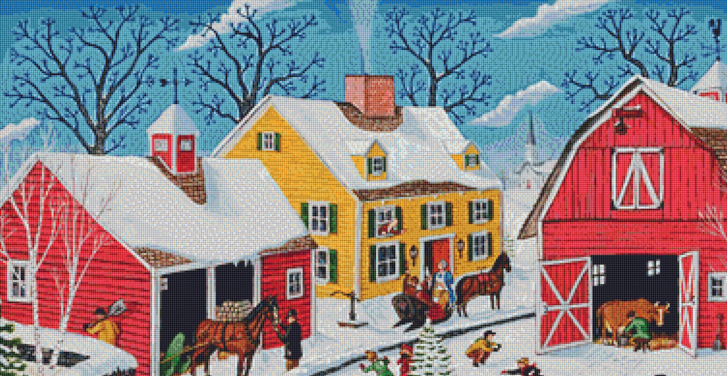 Cozy Curve Farm cross stitch pattern by Joseph Holodook/Porterfields Fine Art Licensing