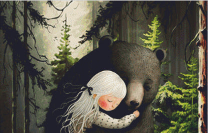 Girl Hug Bear cross stitch pattern by Tammy L. Gross