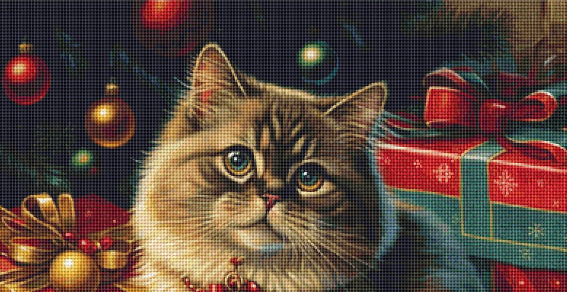 Christmas Cat No. 3 cross stitch pattern by SphinxDesignStudio