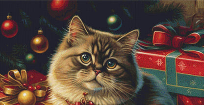 Christmas Cat No. 3 cross stitch pattern by SphinxDesignStudio