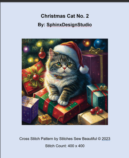Christmas Cat No. 2 cross stitch pattern by SphinxDesignStudio