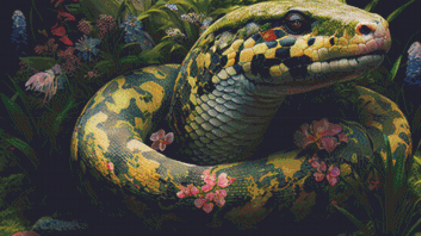 Mossy Ball Python cross stitch pattern by Serr.Kai A Quill & Ink