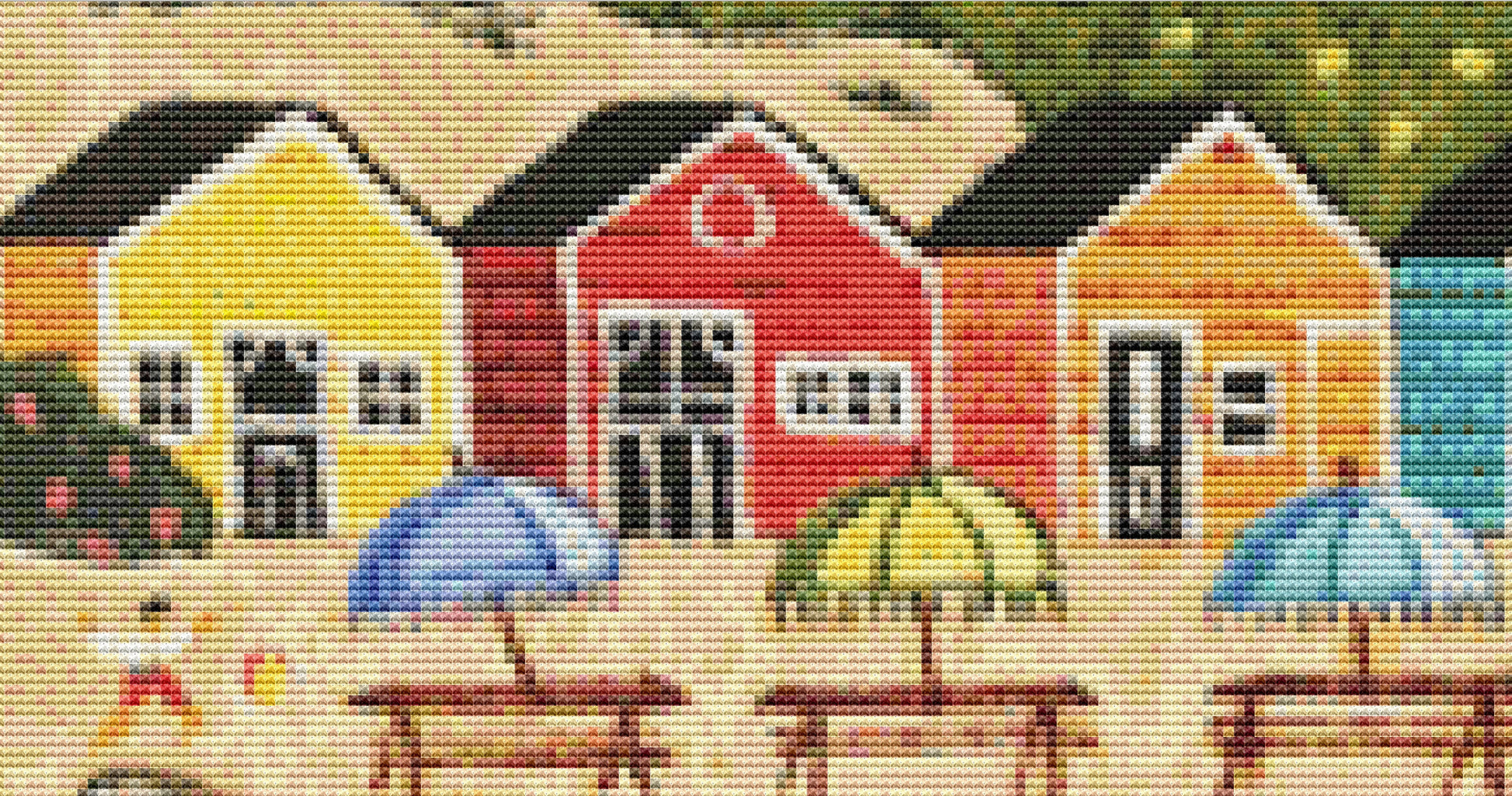 Summer Cottages cross stitch pattern by Patrick Gauthier