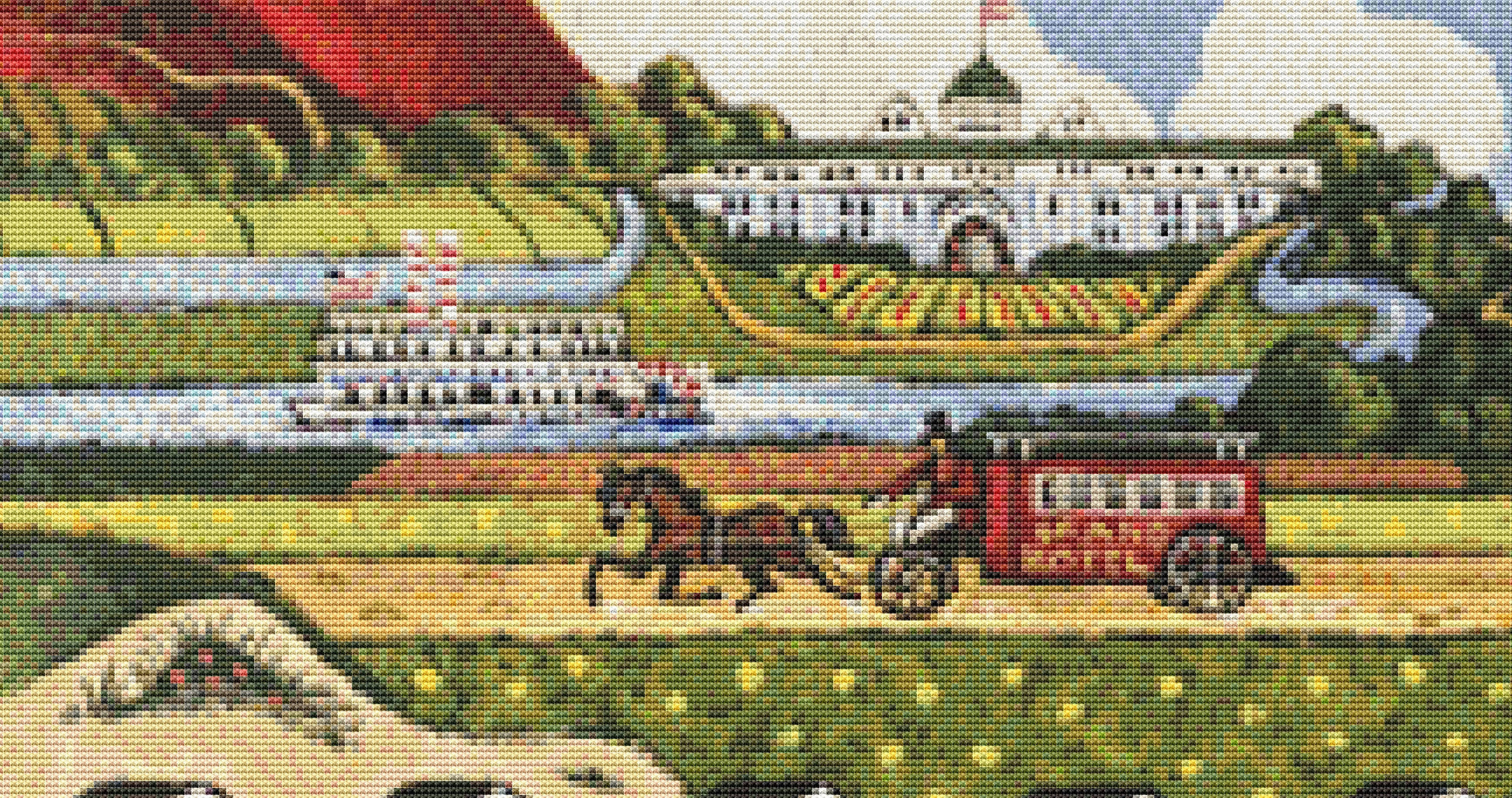 Summer Cottages cross stitch pattern by Patrick Gauthier