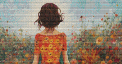 Woman in a Field of Flowers 1 cross stitch pattern by Eder Jose Rosa