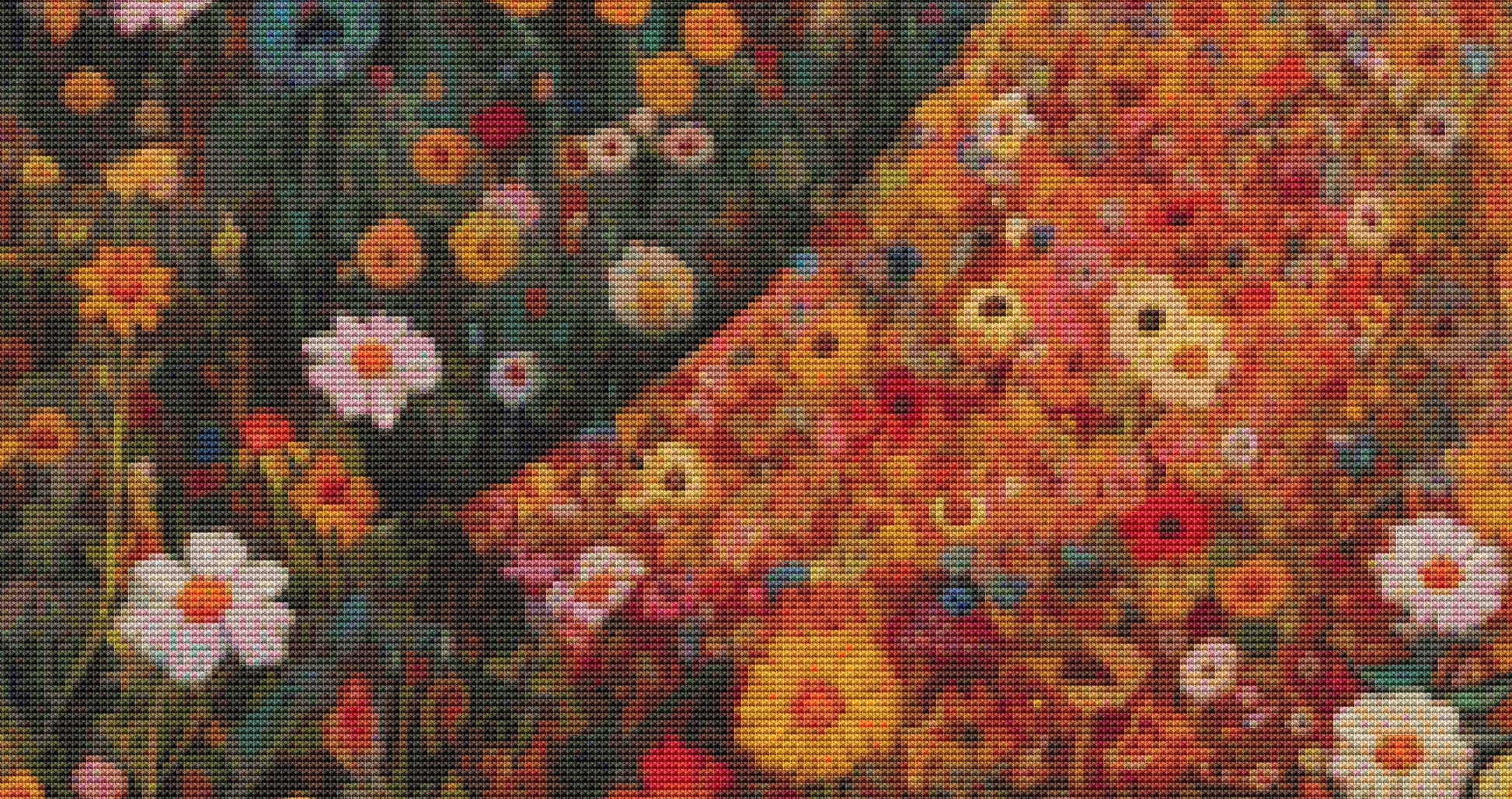 Woman in a Field of Flowers 1 cross stitch pattern by Eder Jose Rosa