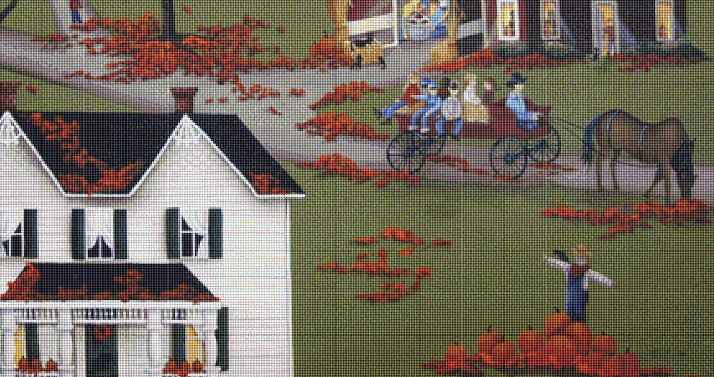 Annual Autumn Barn Dance & Hayride cross stitch pattern by Catherine Holman/Ansada Licensing Group, LLC.