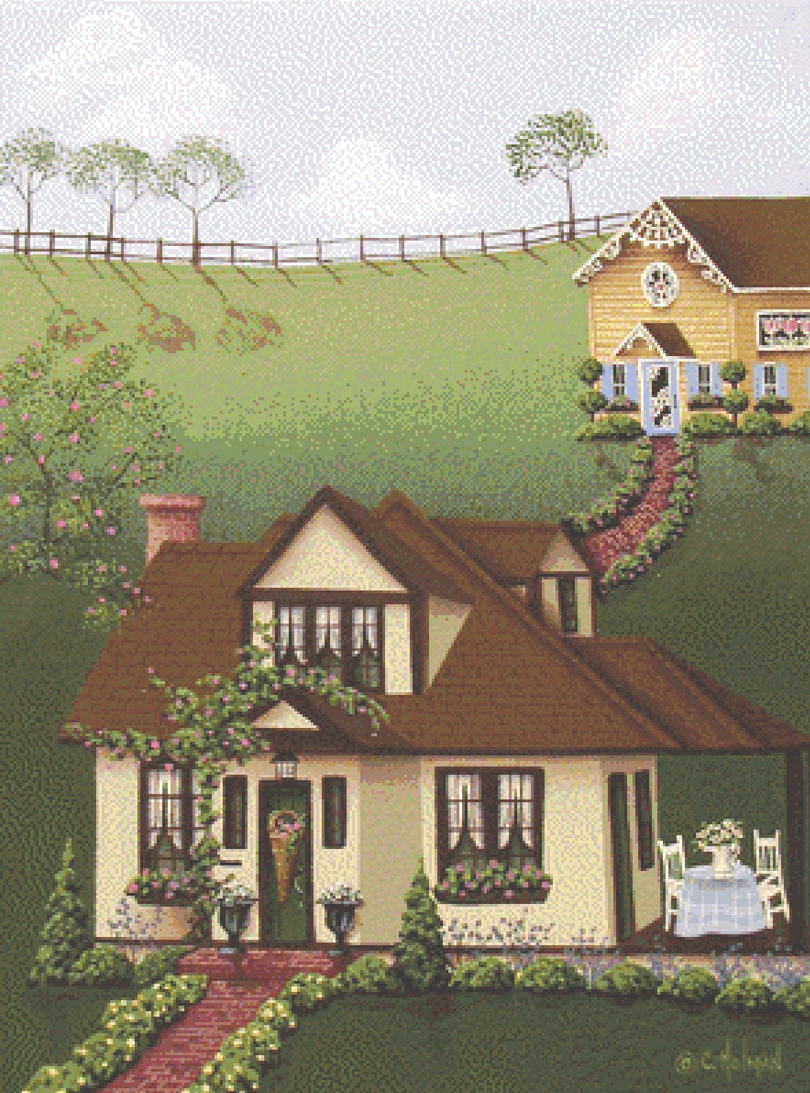 Fairy Cottage cross stitch pattern by Catherine Holman/Ansada Licensing Group, LLC