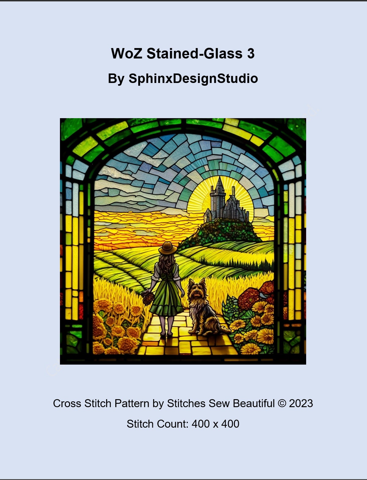 WoZ Stained-Glass 3 cross stitch pattern by SphinxDesignStudio