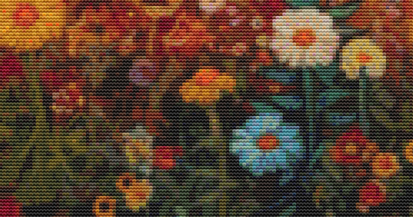 Woman in a Field of Flowers 1 cross stitch pattern by Eder Jose Rosa