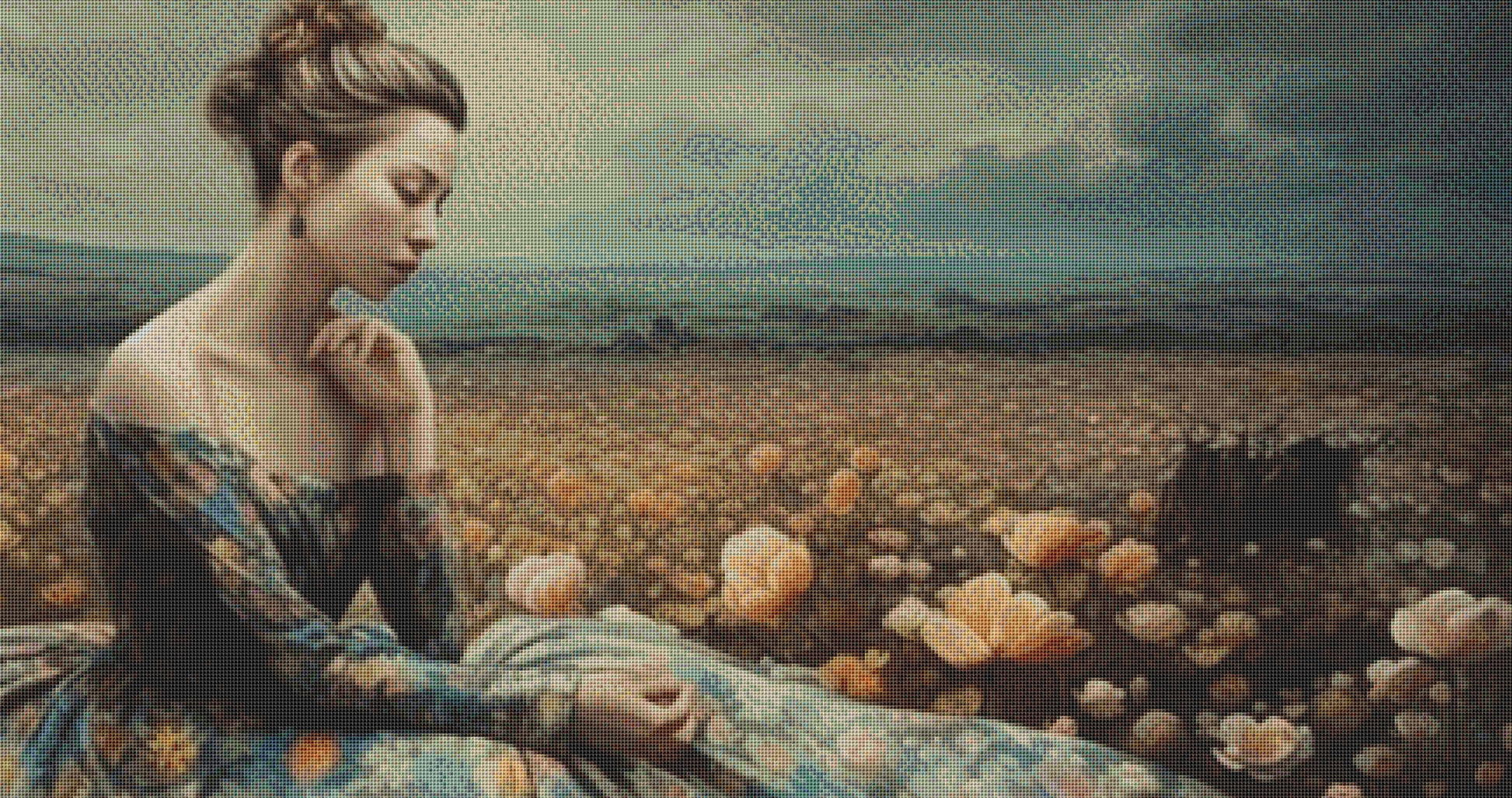 Woman in a Field of Flowers 2 cross stitch pattern by Eder Jose Rosa