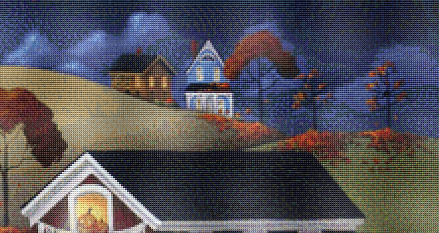 Annual Autumn Barn Dance & Hayride cross stitch pattern by Catherine Holman/Ansada Licensing Group, LLC.