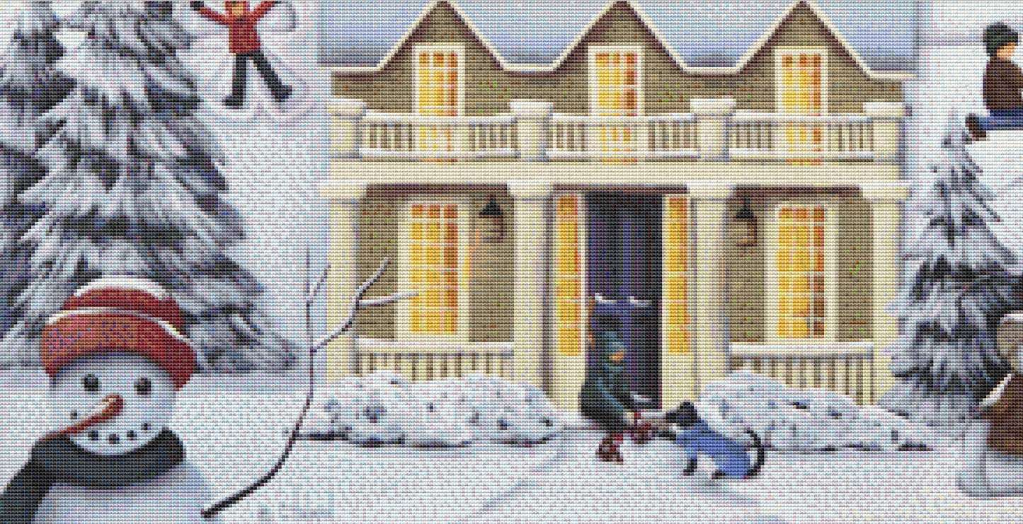 Chimney Smoke and Cheery Folk counted cross stitch pattern by Catherine Holman/Ansada Licensing Group, LLC