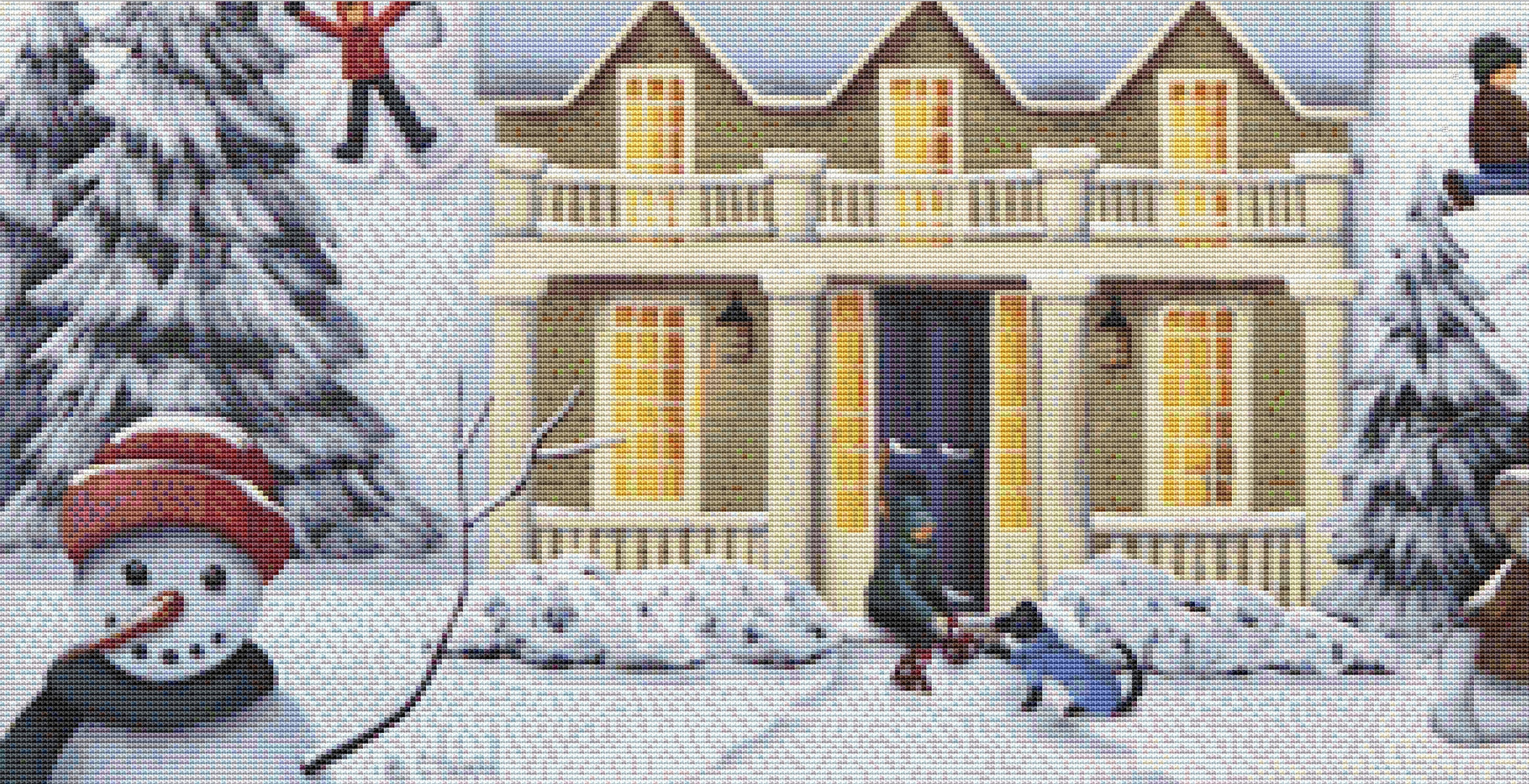 Chimney Smoke and Cheery Folk counted cross stitch pattern by Catherine Holman/Ansada Licensing Group, LLC