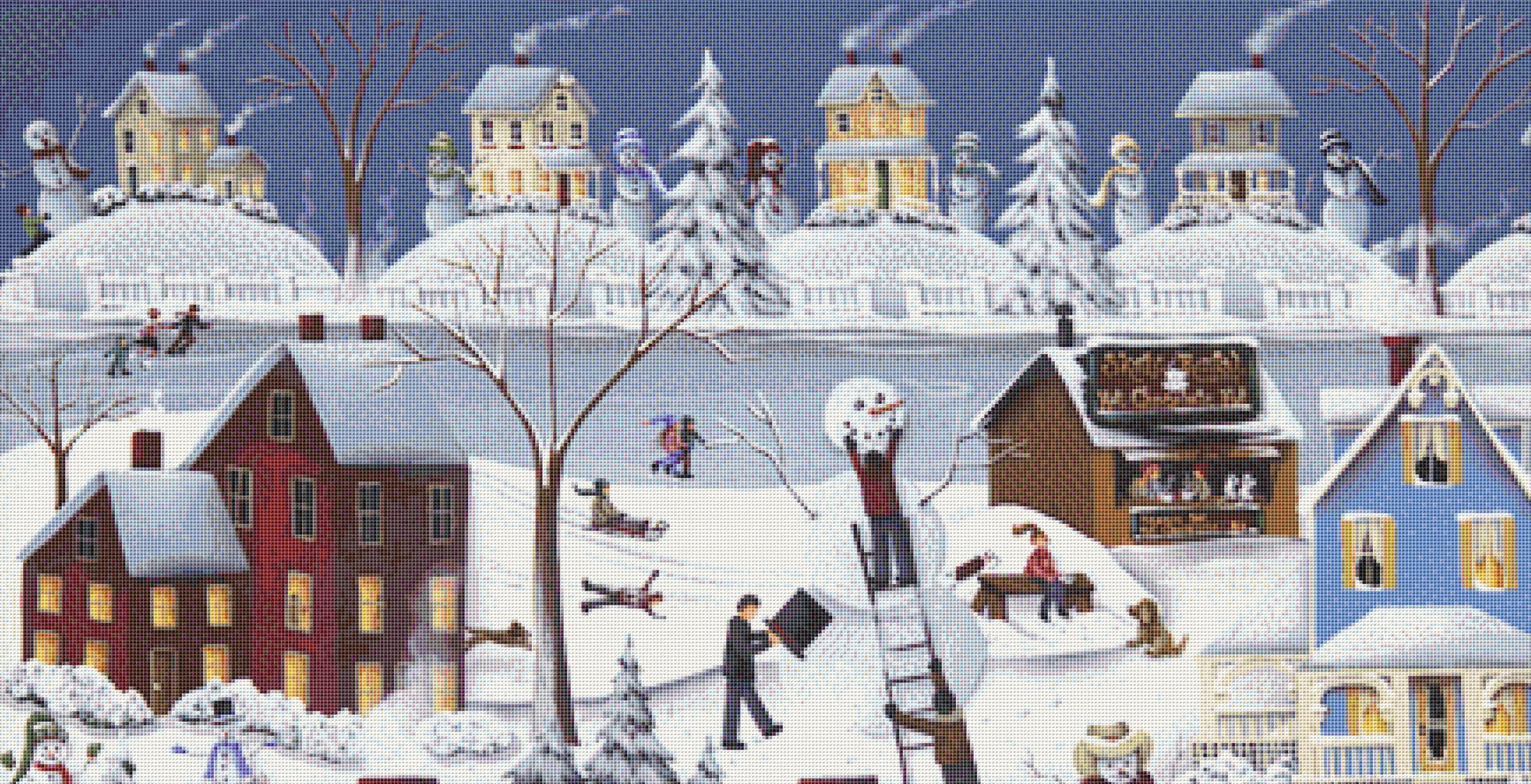 Chimney Smoke and Cheery Folk counted cross stitch pattern by Catherine Holman/Ansada Licensing Group, LLC