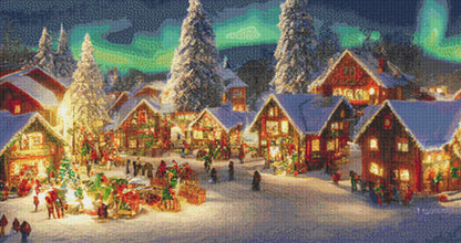 North Pole Under Northern Lights counted cross stitch pattern by White Fields Design