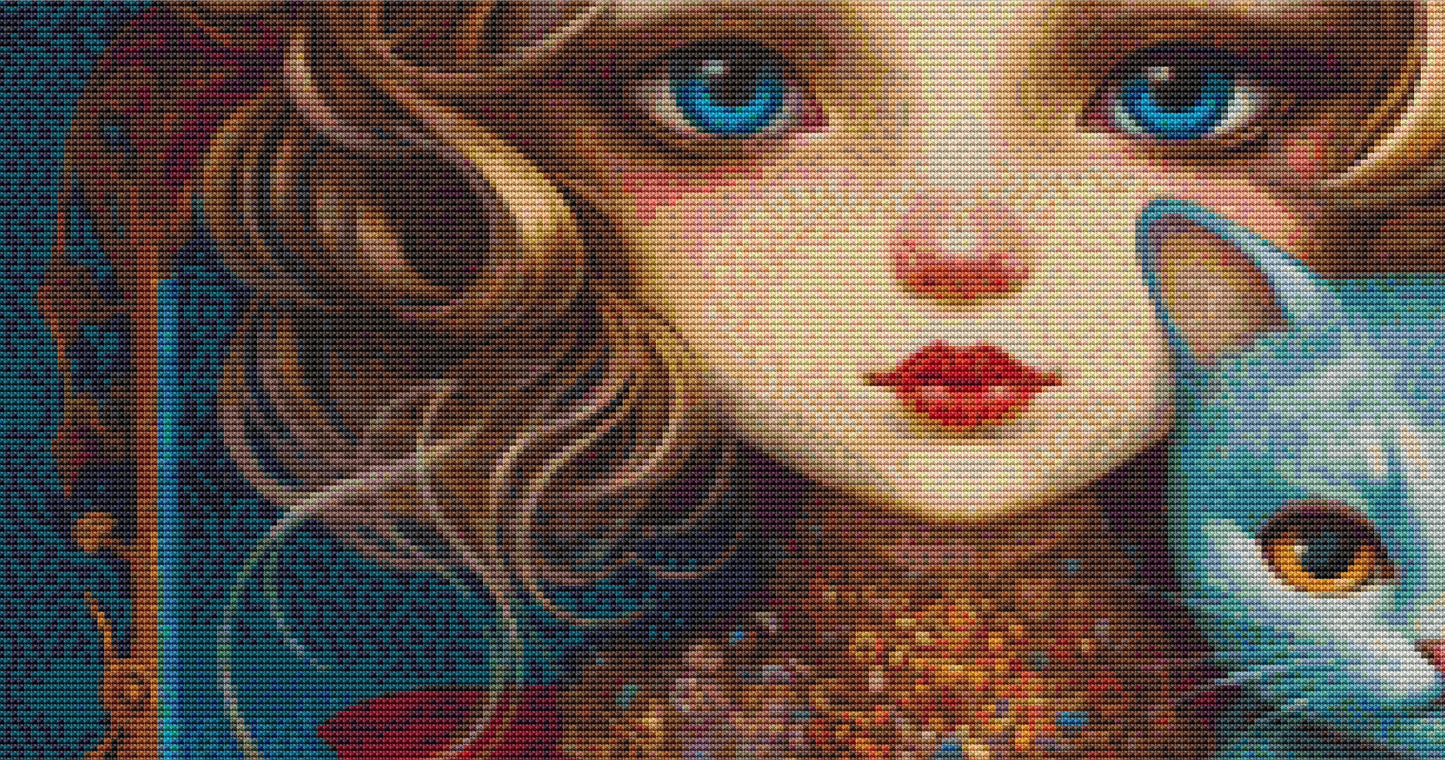 Mystical Cat Girl 3 cross stitch pattern by DutchLadyMysticArt