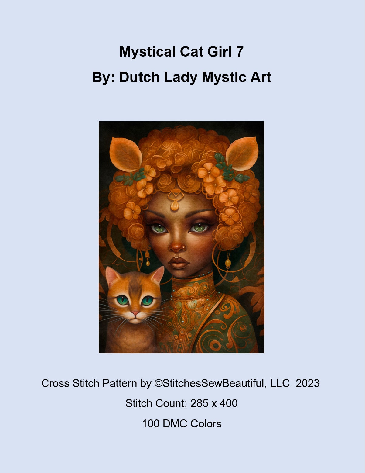 Mystical Cat Girl 7 cross stitch pattern by DutchLadyMysticArt