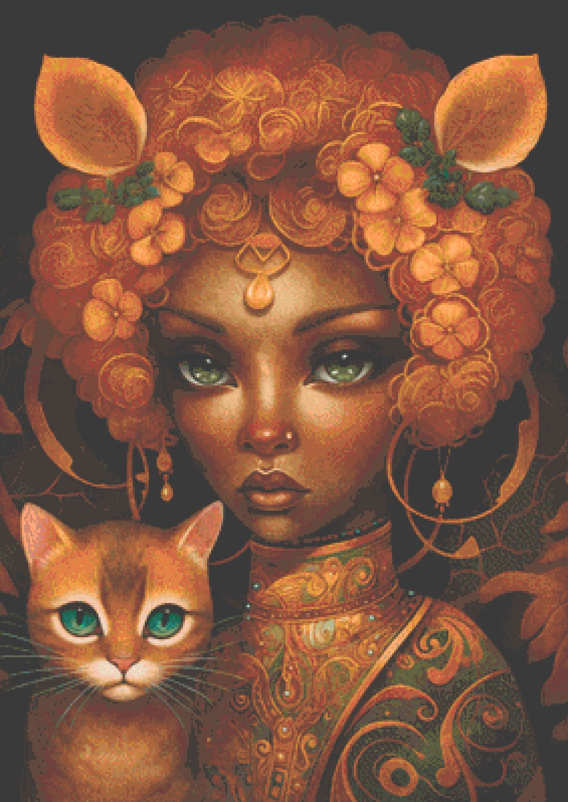 Mystical Cat Girl 7 cross stitch pattern by DutchLadyMysticArt