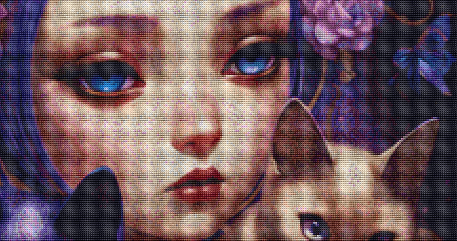 Mystical Cat Girl 9 cross stitch pattern by DutchLadyMysticArt