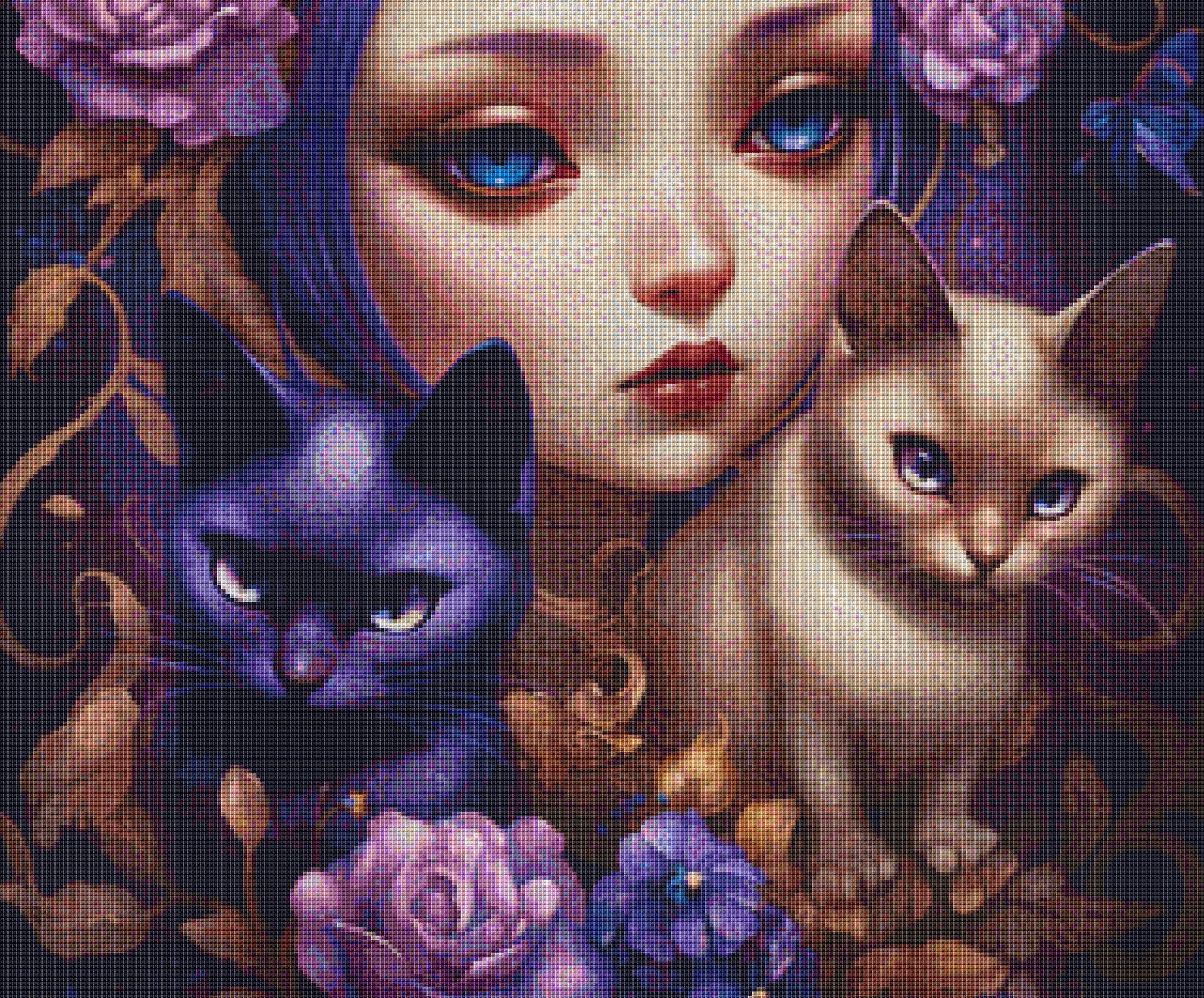Mystical Cat Girl 9 cross stitch pattern by DutchLadyMysticArt