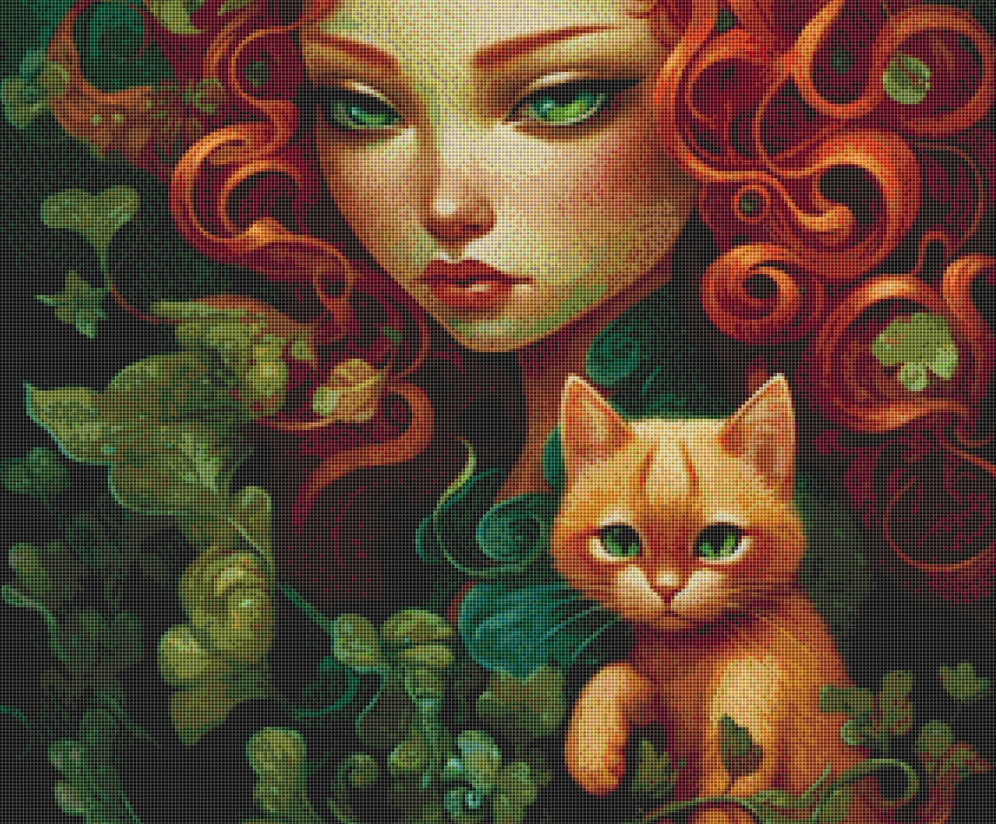 Mystical Cat Girl 10 cross stitch pattern by DutchLadyMysticArt