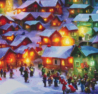 Christmas Light Village ©Adobe Ext. License cross stitch pattern by StitchesSewBeautiful