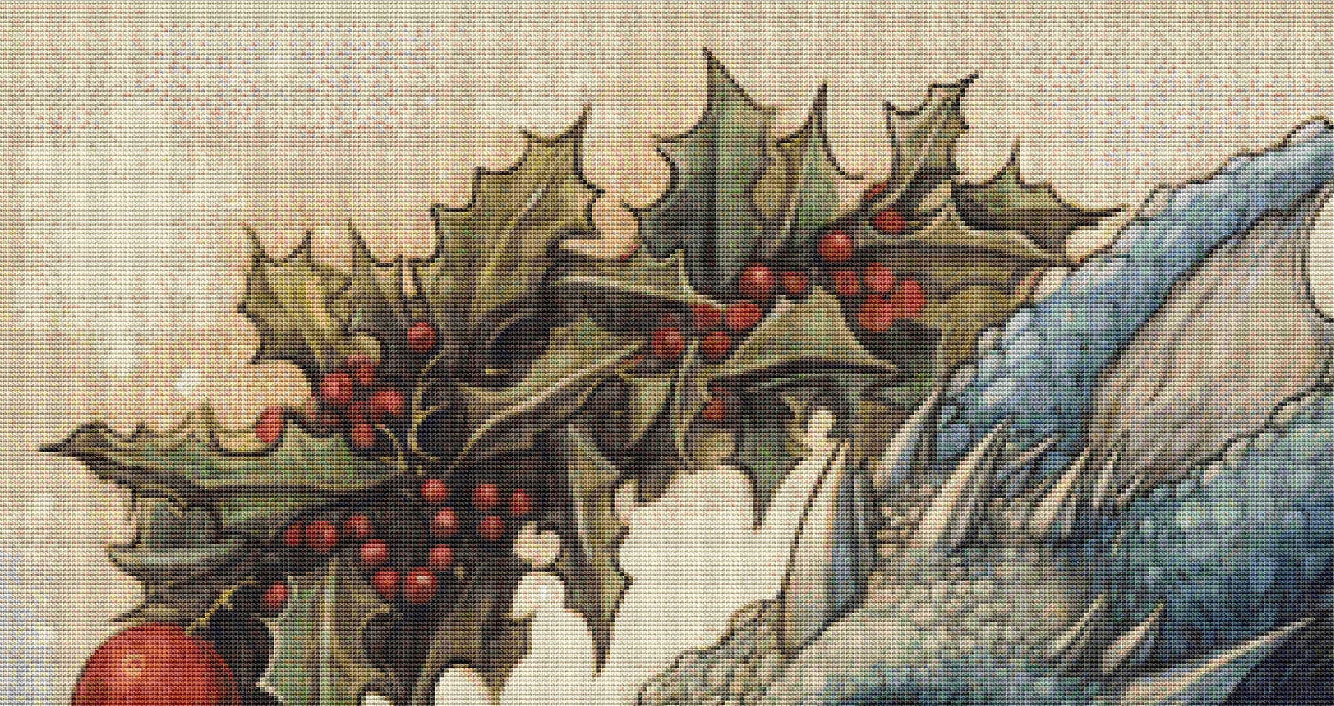 Yuletide Dragon counted cross stitch pattern by Serr.Kai A Quill & Ink
