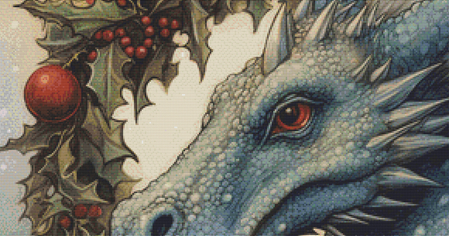 Yuletide Dragon counted cross stitch pattern by Serr.Kai A Quill & Ink