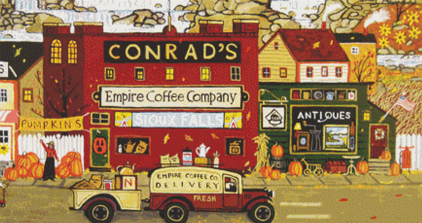 Conrad's Coffee Company cross stitch pattern by Patrick Gauthier