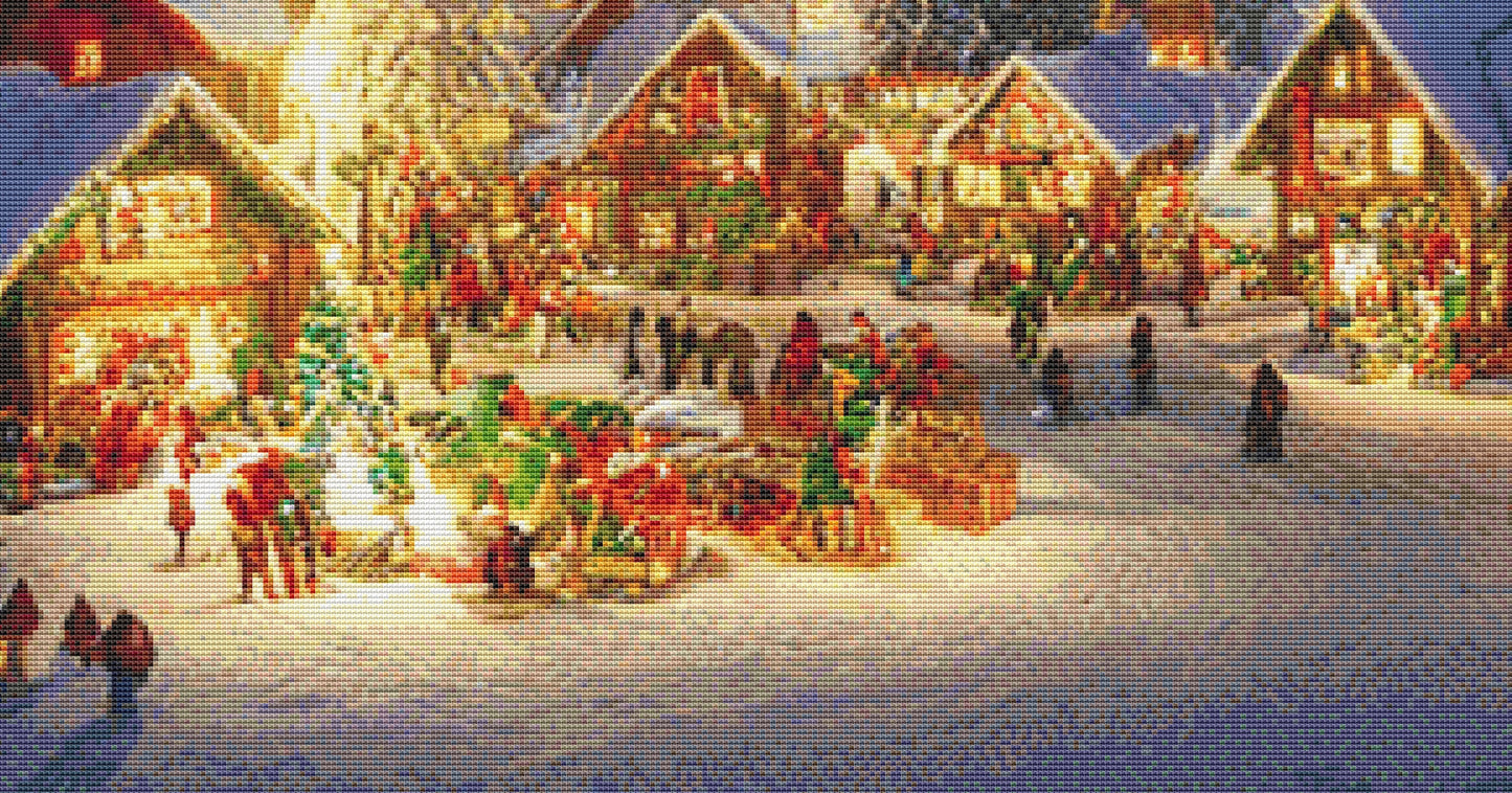 North Pole Under Northern Lights counted cross stitch pattern by White Fields Design